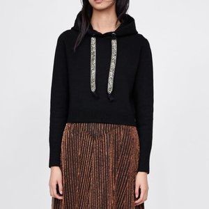 Zara Knit Sweatshirt with Sparkly Stripes